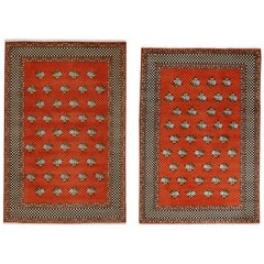 Retro Pair of Modernist Chequerboard Design Rugs