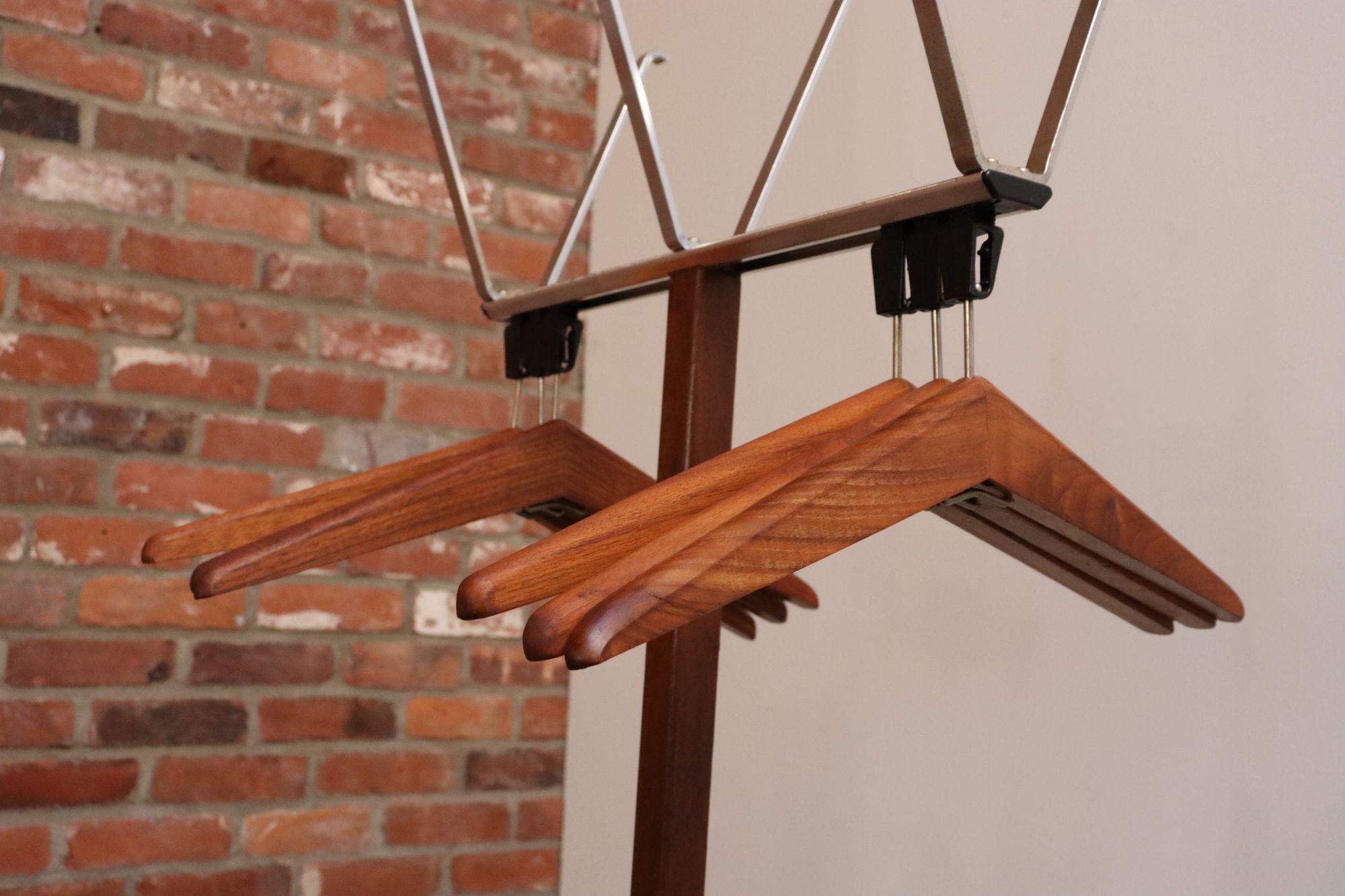 Pair of Modernist Chrome and Walnut Coat and Hat Trees / Racks by Vogel Peterson For Sale 5