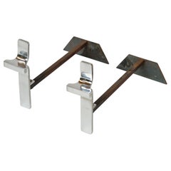 Pair of Modernist Chrome Andirons - Jean-Charles Créations - France 1970s