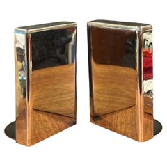 Pair of Modernist Chrome Bookends by McDonald Products