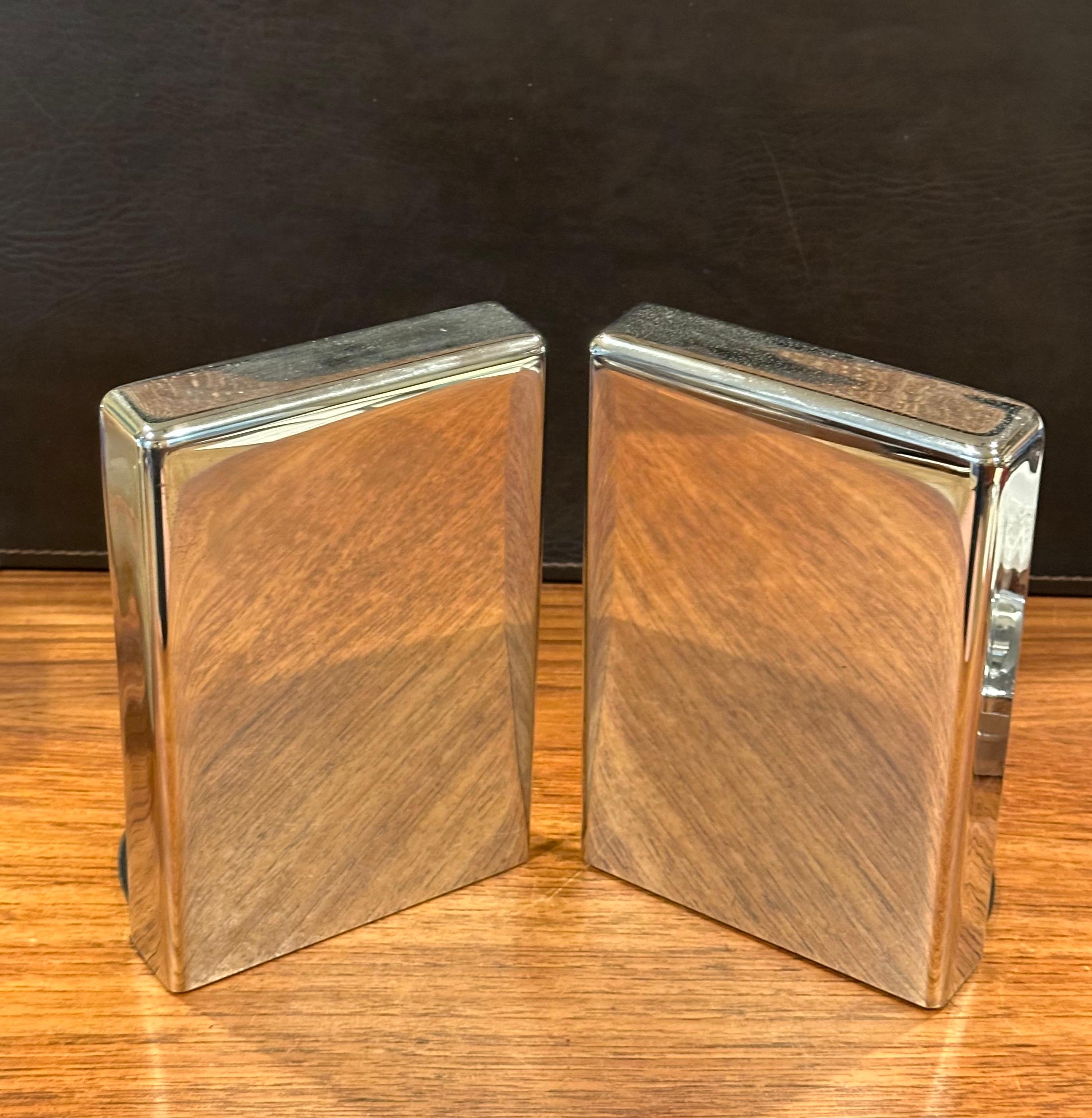 Pair of Modernist Chrome Bookends by McDonald Products For Sale 2