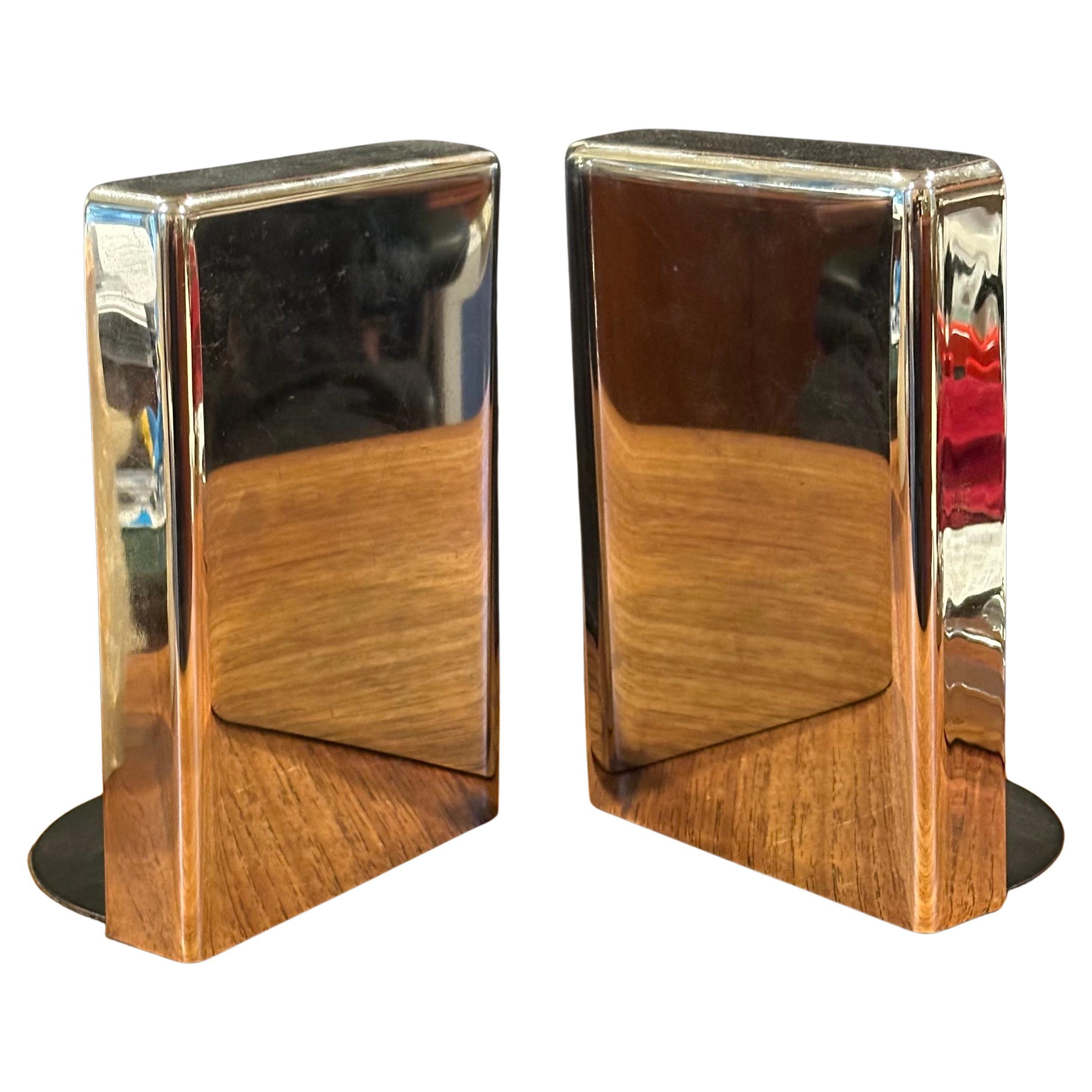Pair of Modernist Chrome Bookends by McDonald Products