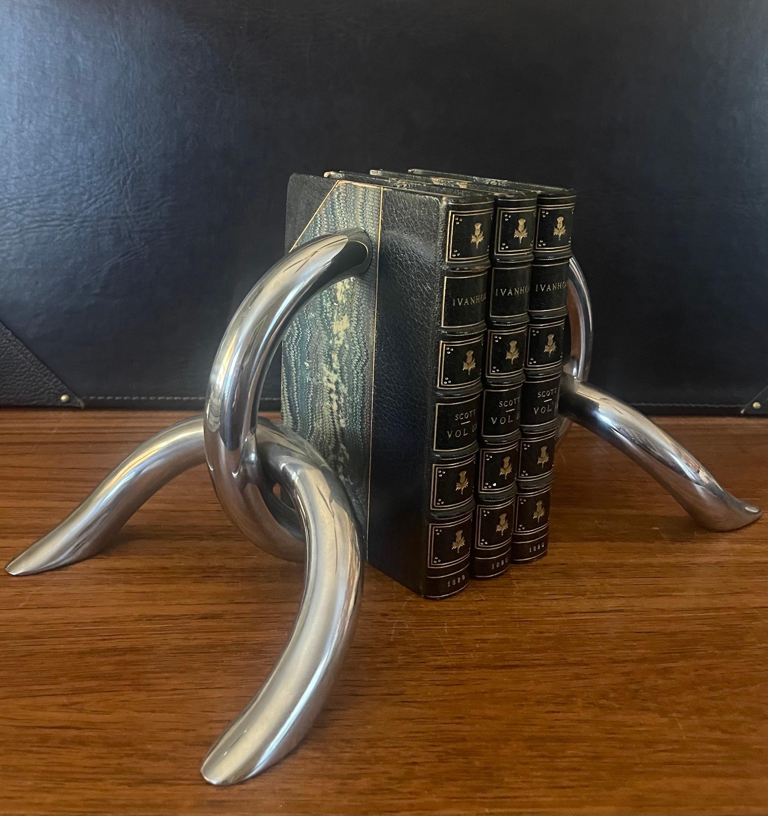 Pair of Modernist Chrome Chain Link Bookends For Sale 5