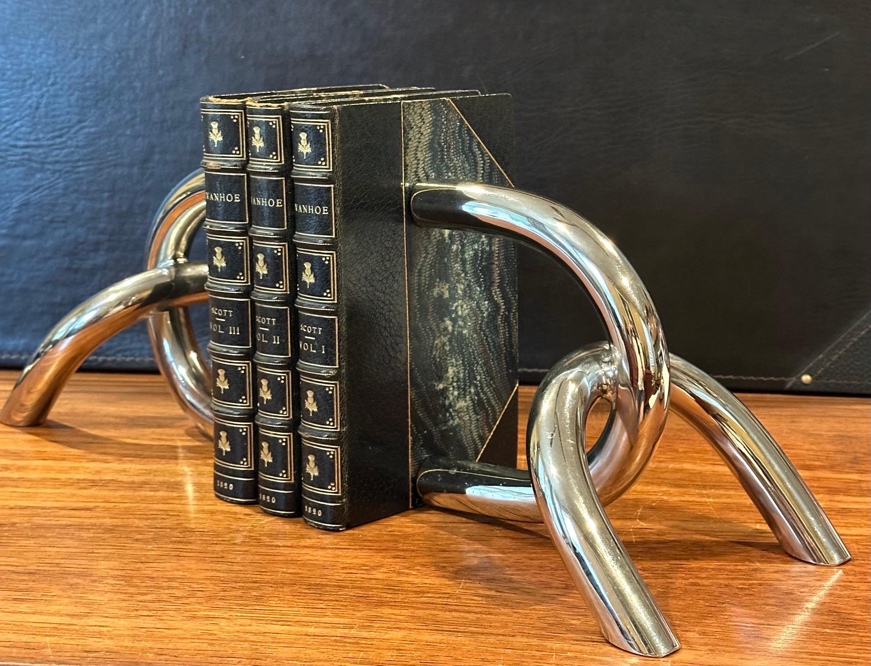 Pair of Modernist Chrome Chain Link Bookends For Sale 5