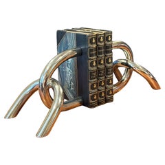 Pair of Modernist Chrome Chain Link Bookends