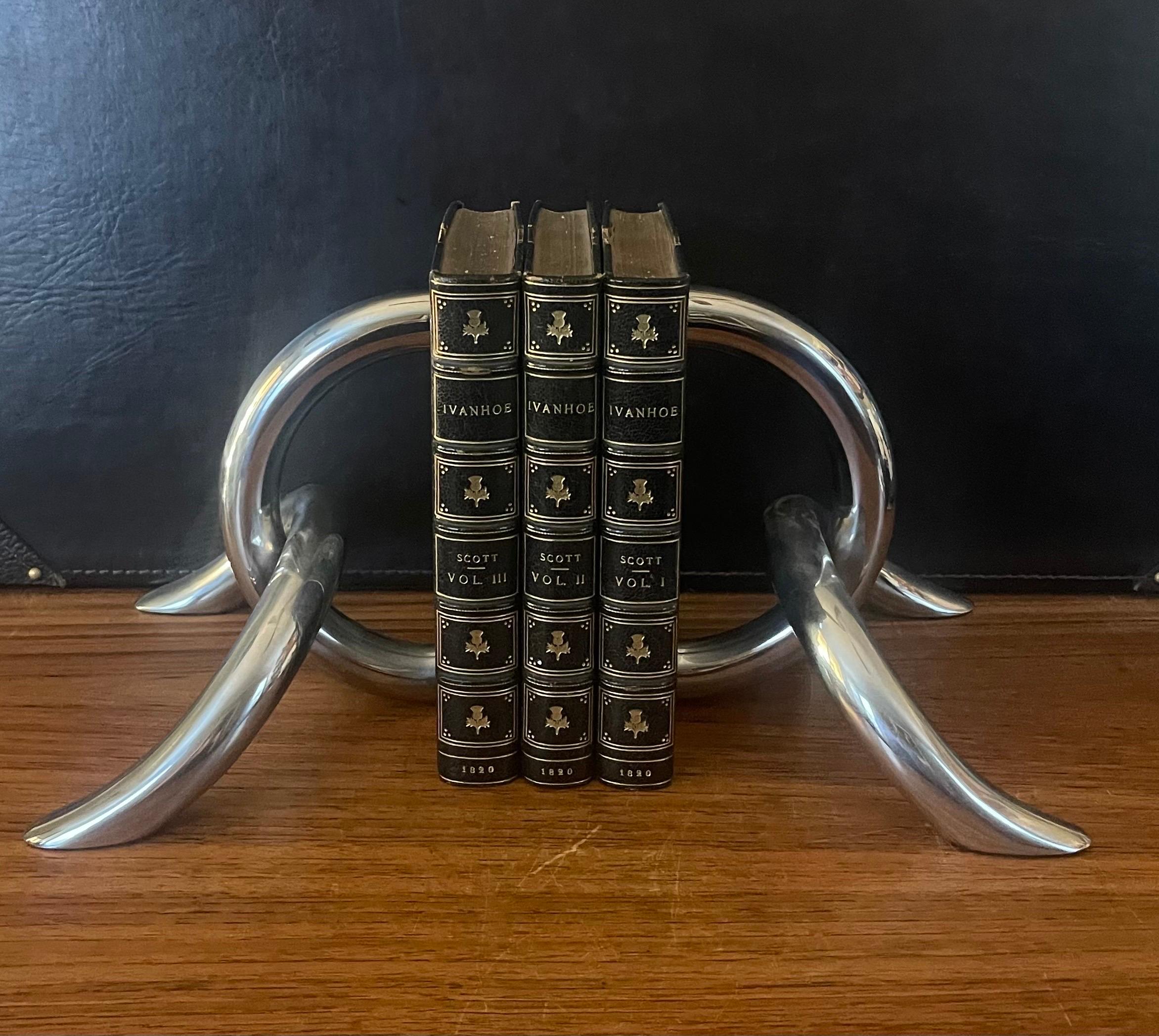 American Pair of Modernist Chrome Chain Link Bookends For Sale