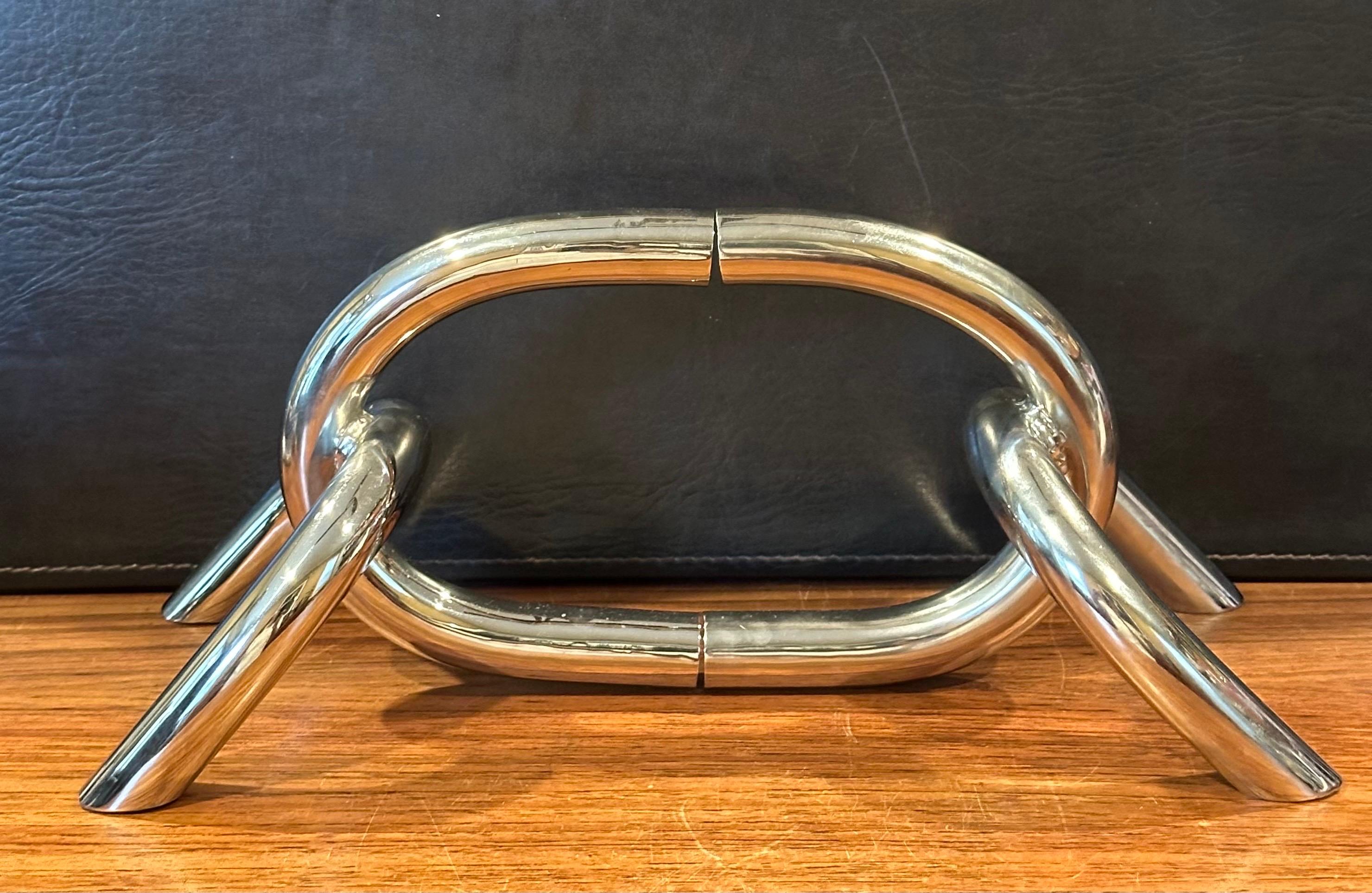 20th Century Pair of Modernist Chrome Chain Link Bookends For Sale