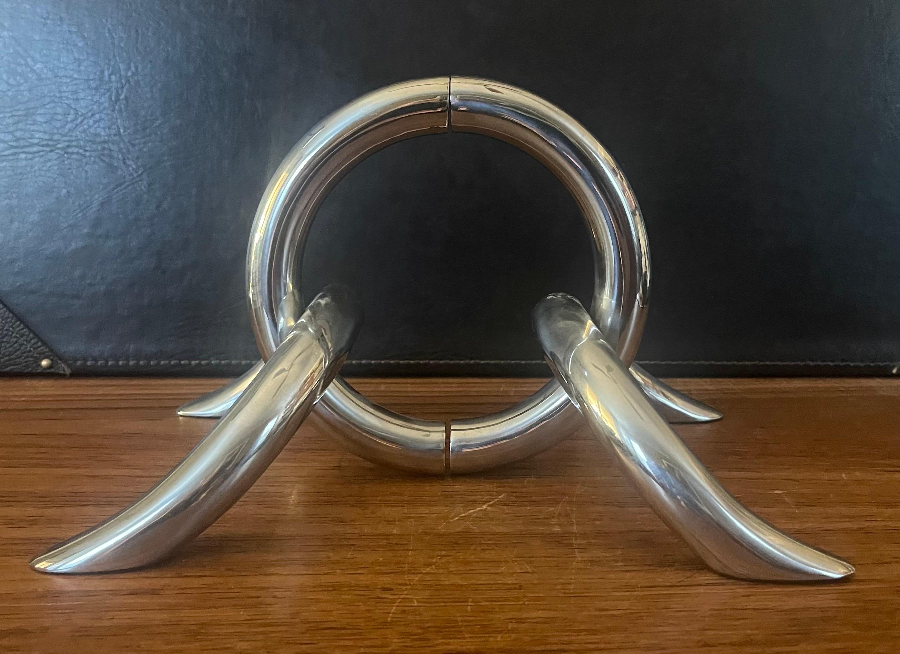 Steel Pair of Modernist Chrome Chain Link Bookends For Sale