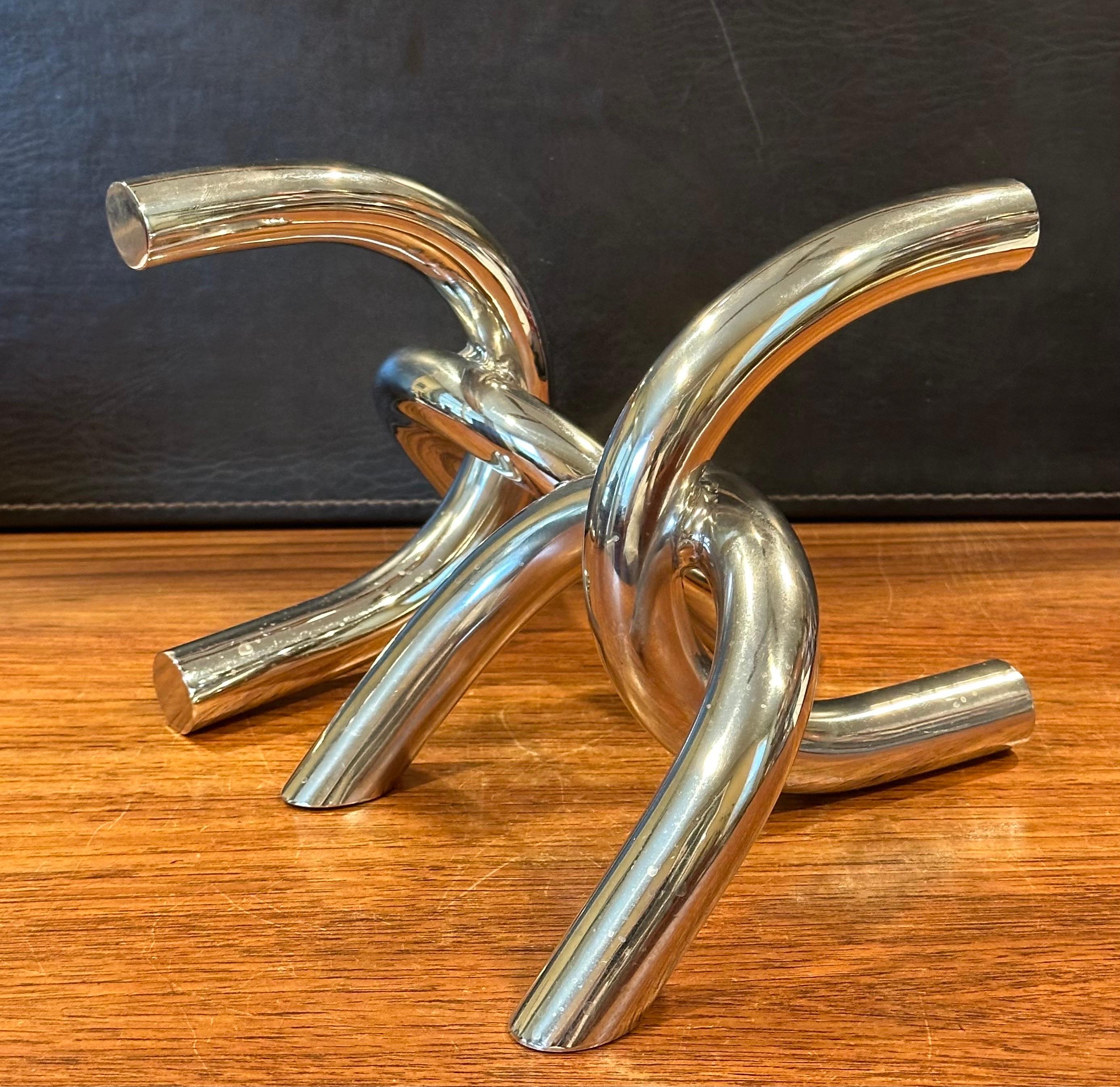 Pair of Modernist Chrome Chain Link Bookends For Sale 1