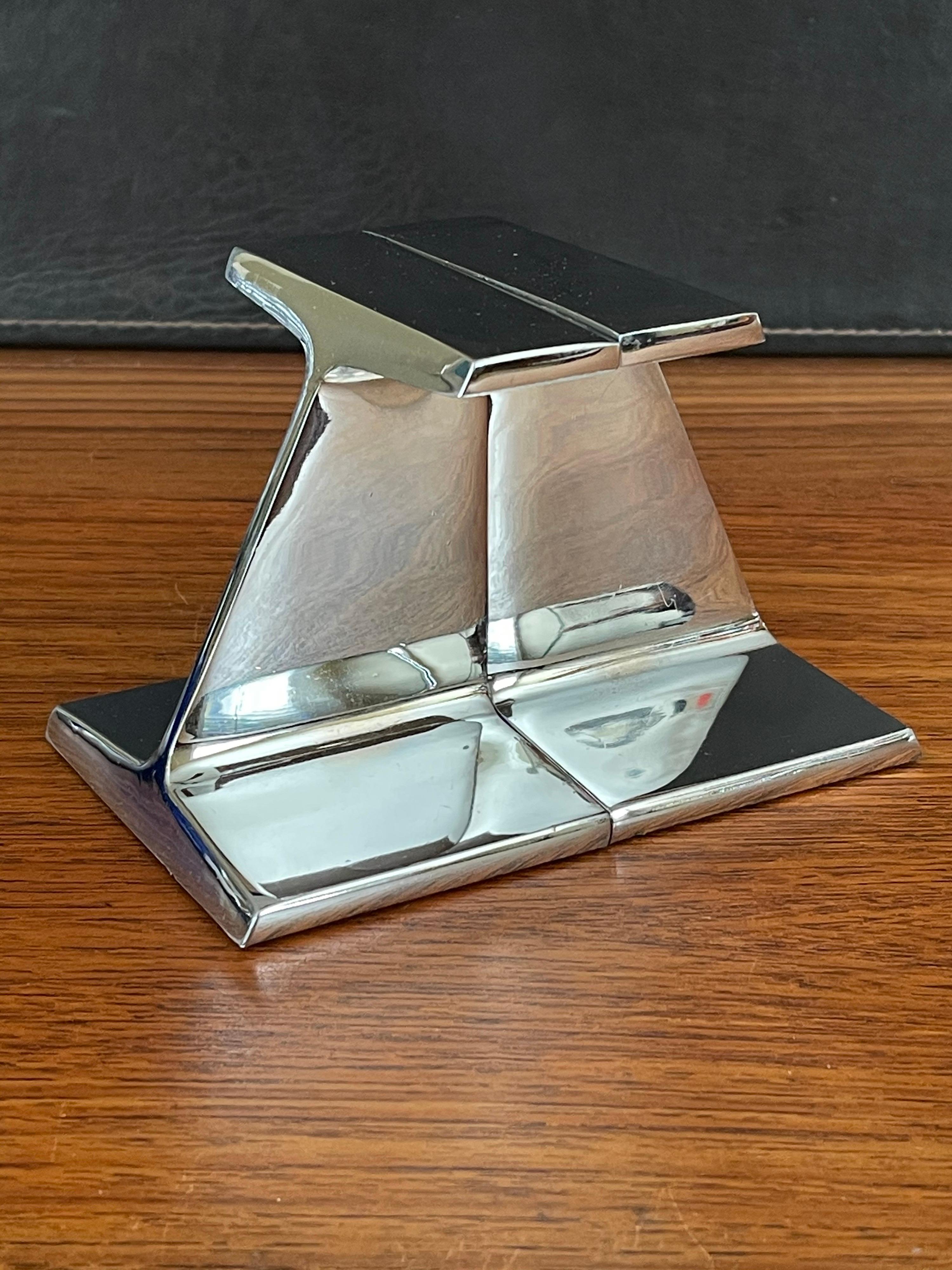 Mid-Century Modern Pair of Modernist Chromed Steel I-Beam Bookends by Bill Curry for Design Line