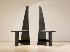 Pair of Modernist Cubic Art Deco Painted Plywood Chairs