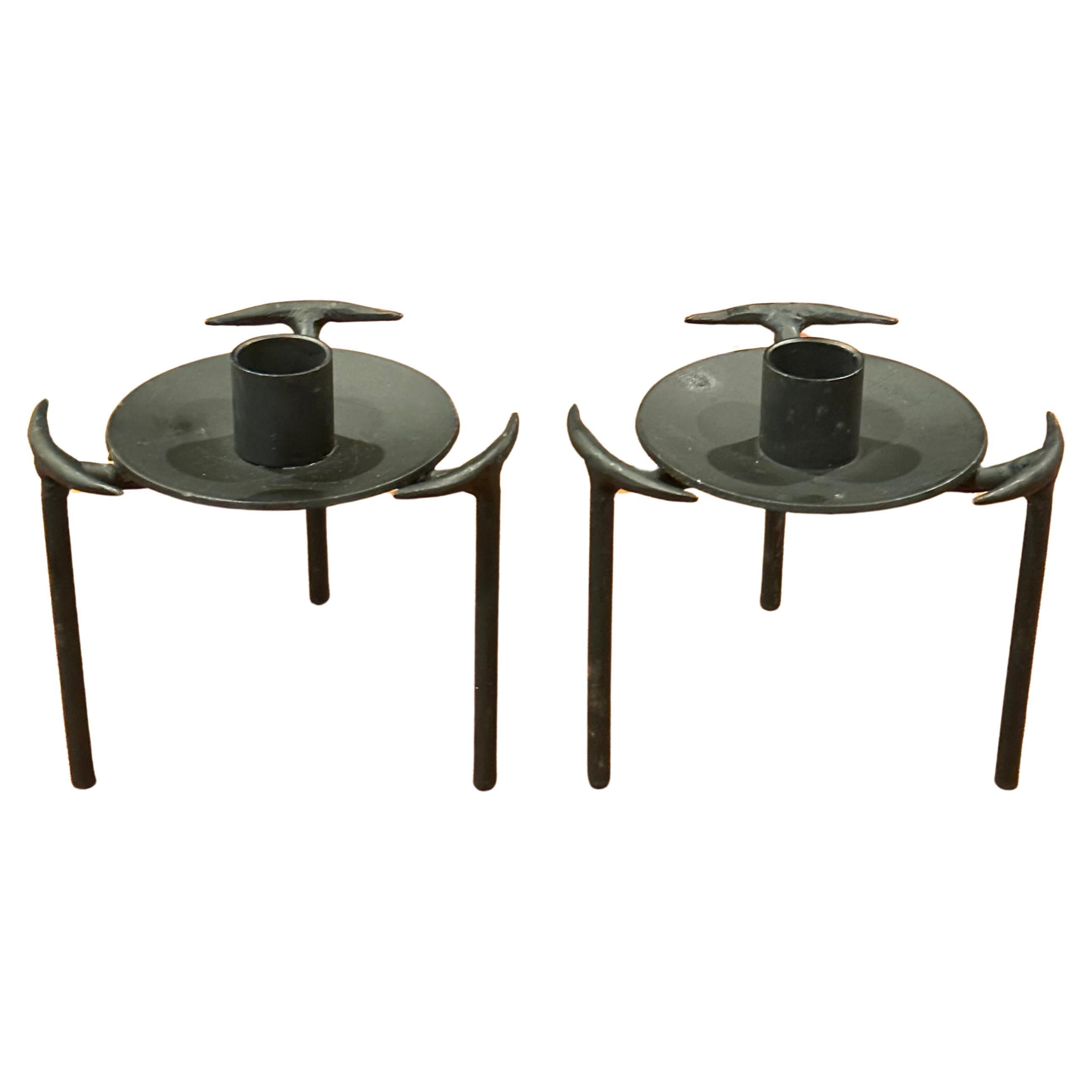Pair of Modernist Cut Steel Candle Holders For Sale 10