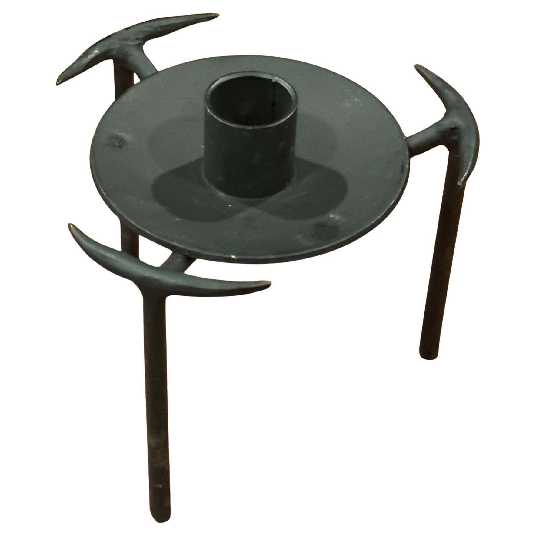 Pair of Modernist Cut Steel Candle Holders In Good Condition For Sale In San Diego, CA