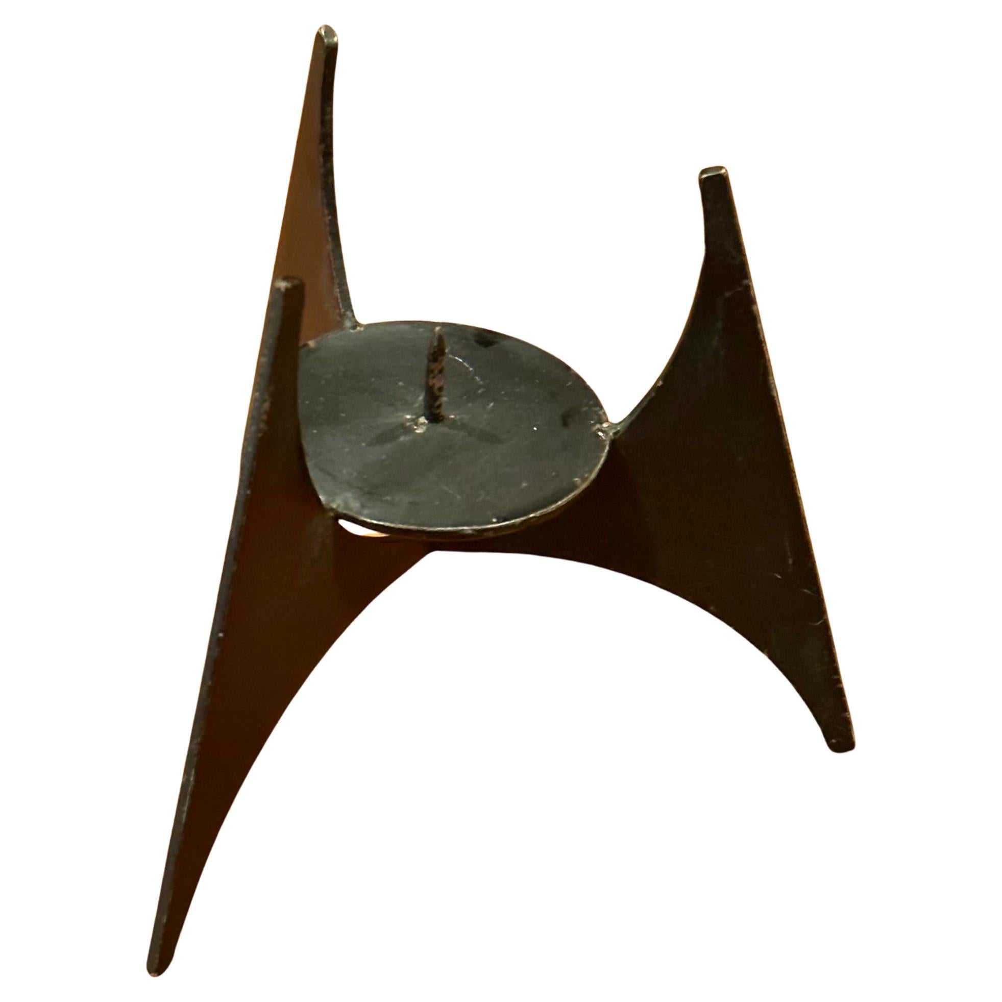 Pair of Modernist Cut Steel Candle Holders In Good Condition For Sale In San Diego, CA