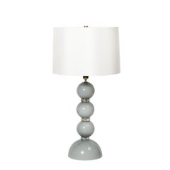 Pair of Modernist Dove Grey Murano Glass Table Lamps with 24-Karat Gold Bands