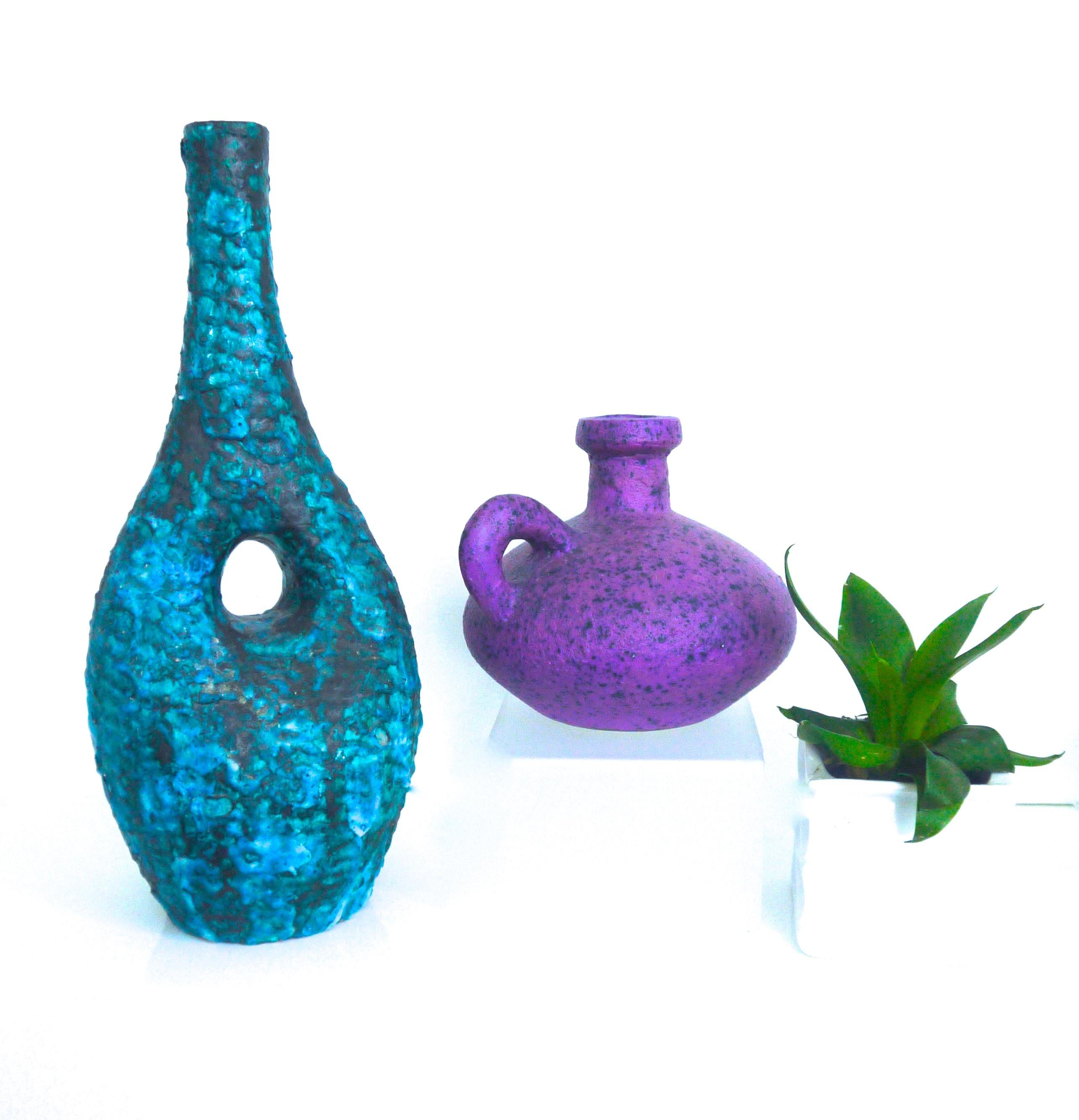 Pair of Modernist European Fat Lava Vintage Ceramic Vases, Mid-1960s For Sale 1