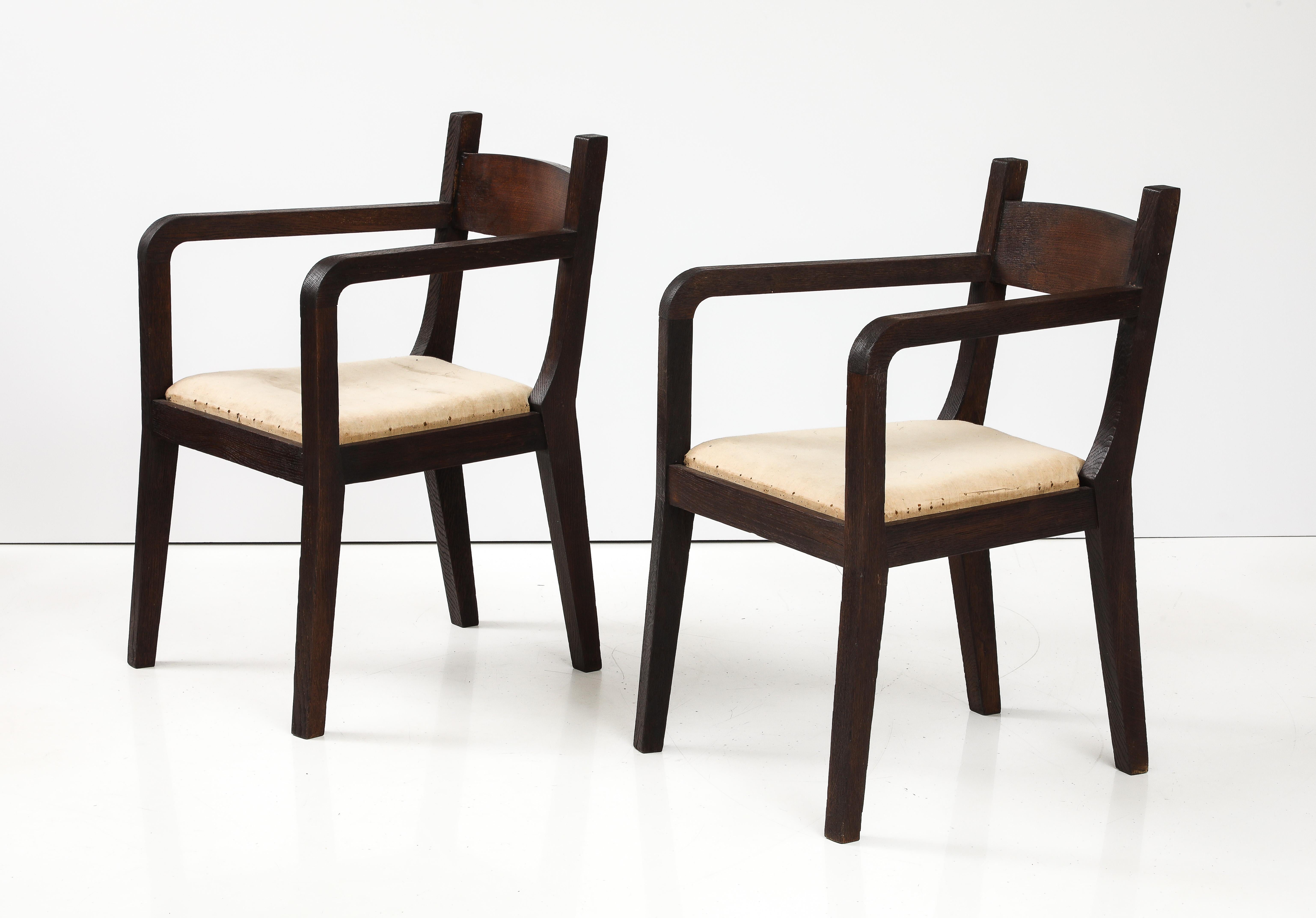 Pair of Modernist Eyre de Lanux Armchairs in Brushed Oak, France, c. 1925 For Sale 4
