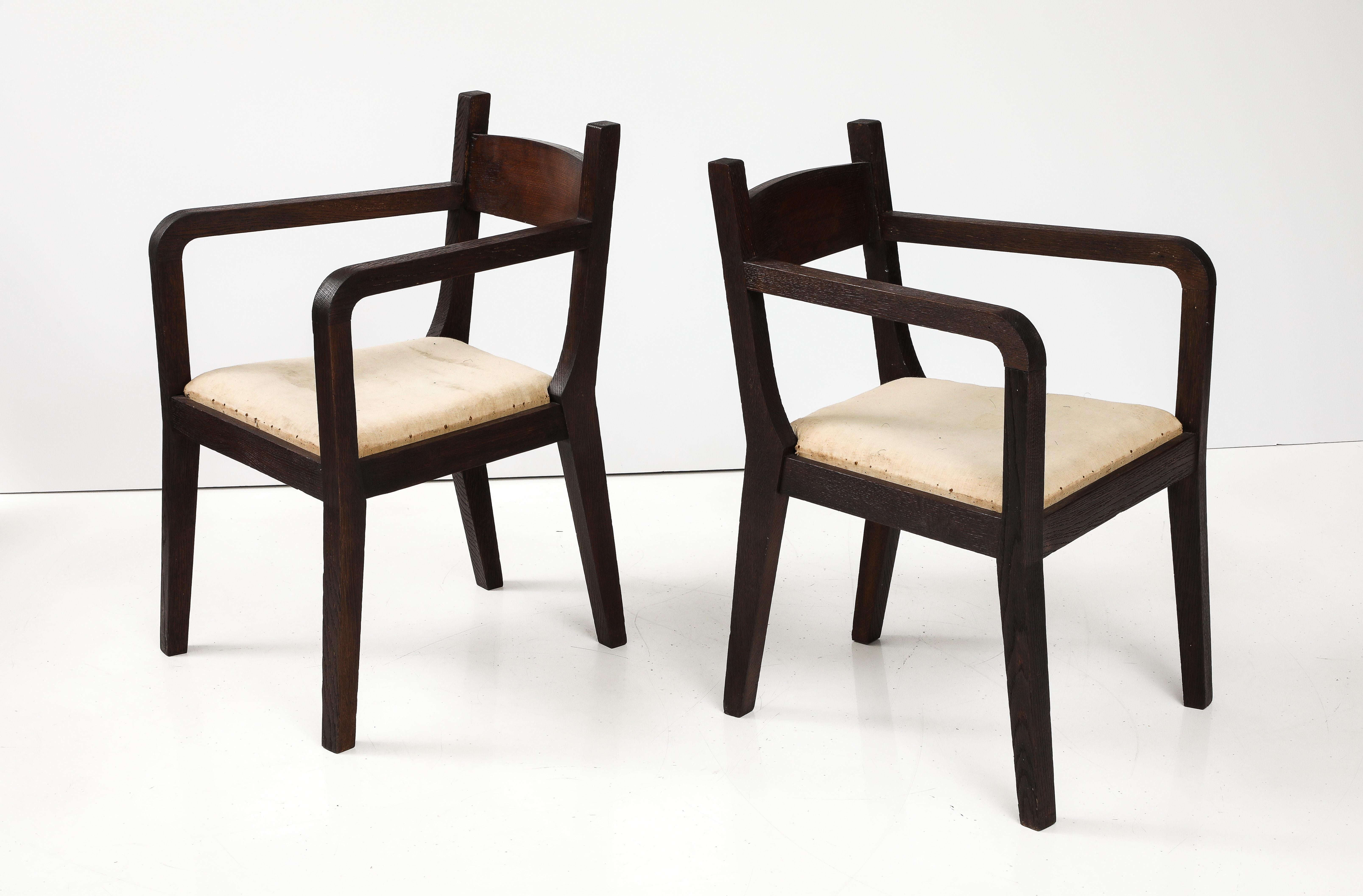 Pair of Modernist Eyre de Lanux Armchairs in Brushed Oak, France, c. 1925 For Sale 5