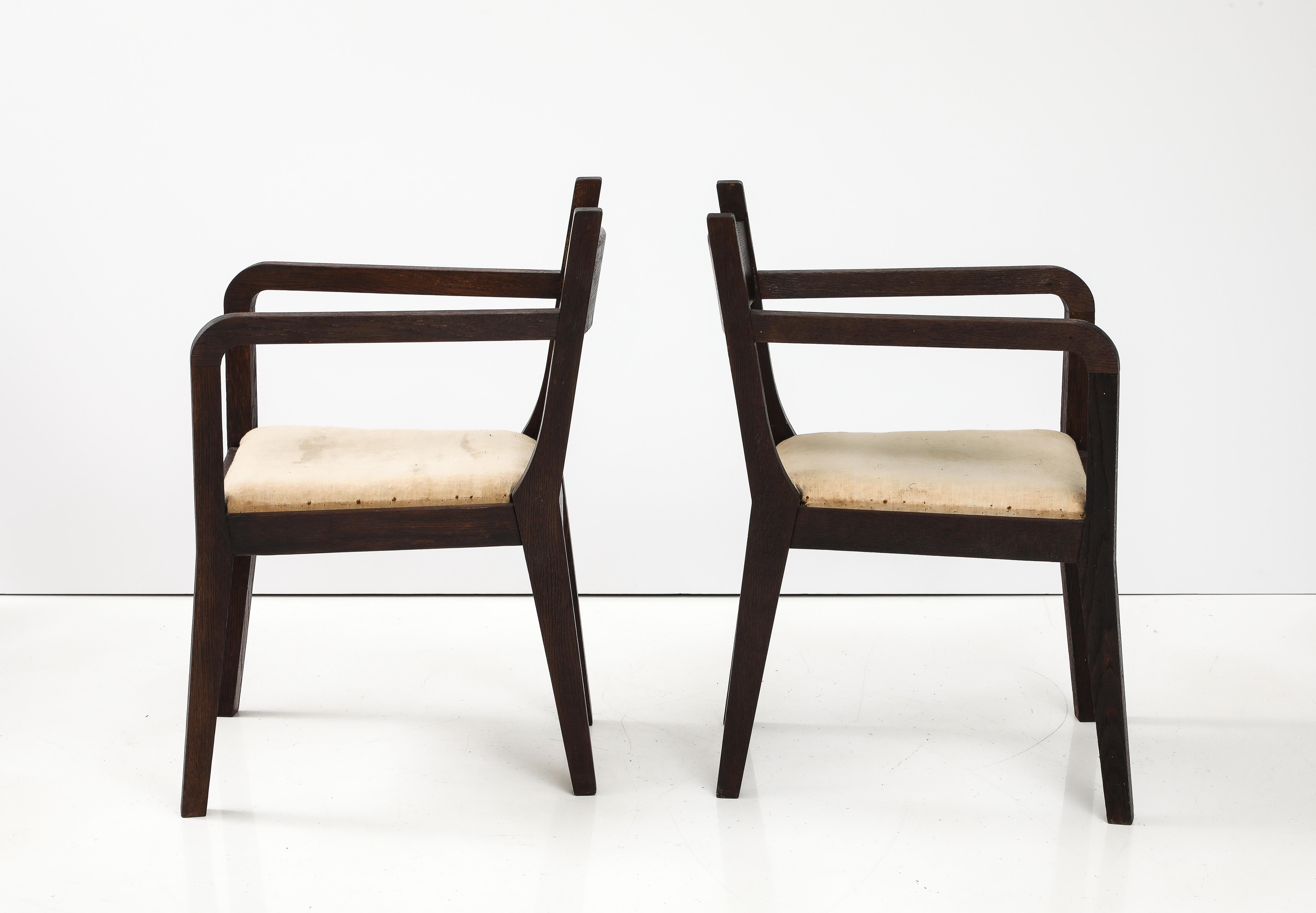 Pair of Modernist Eyre de Lanux Armchairs in Brushed Oak, France, c. 1925 For Sale 6
