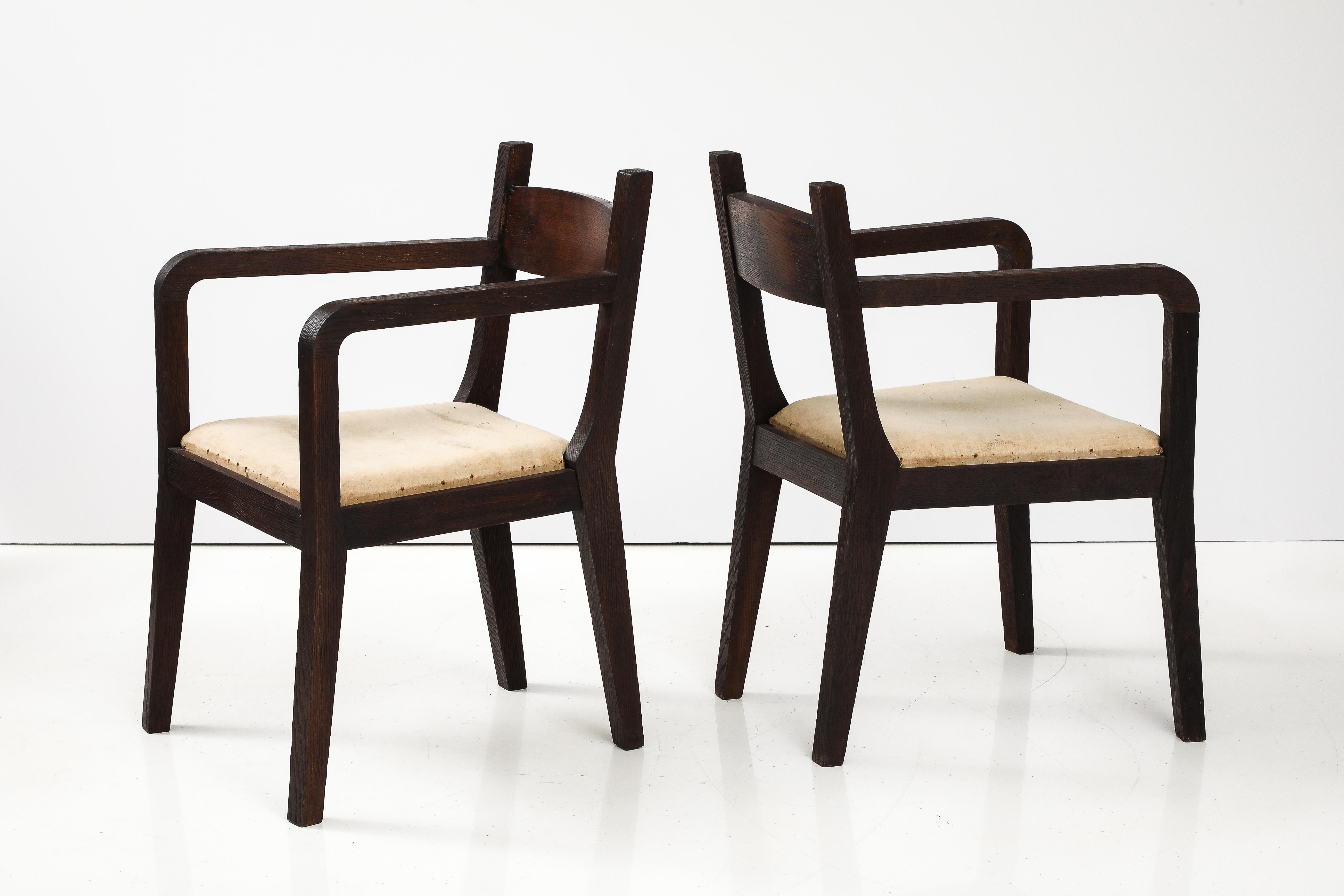 Pair of Modernist Eyre de Lanux Armchairs in Brushed Oak, France, c. 1925 For Sale 7