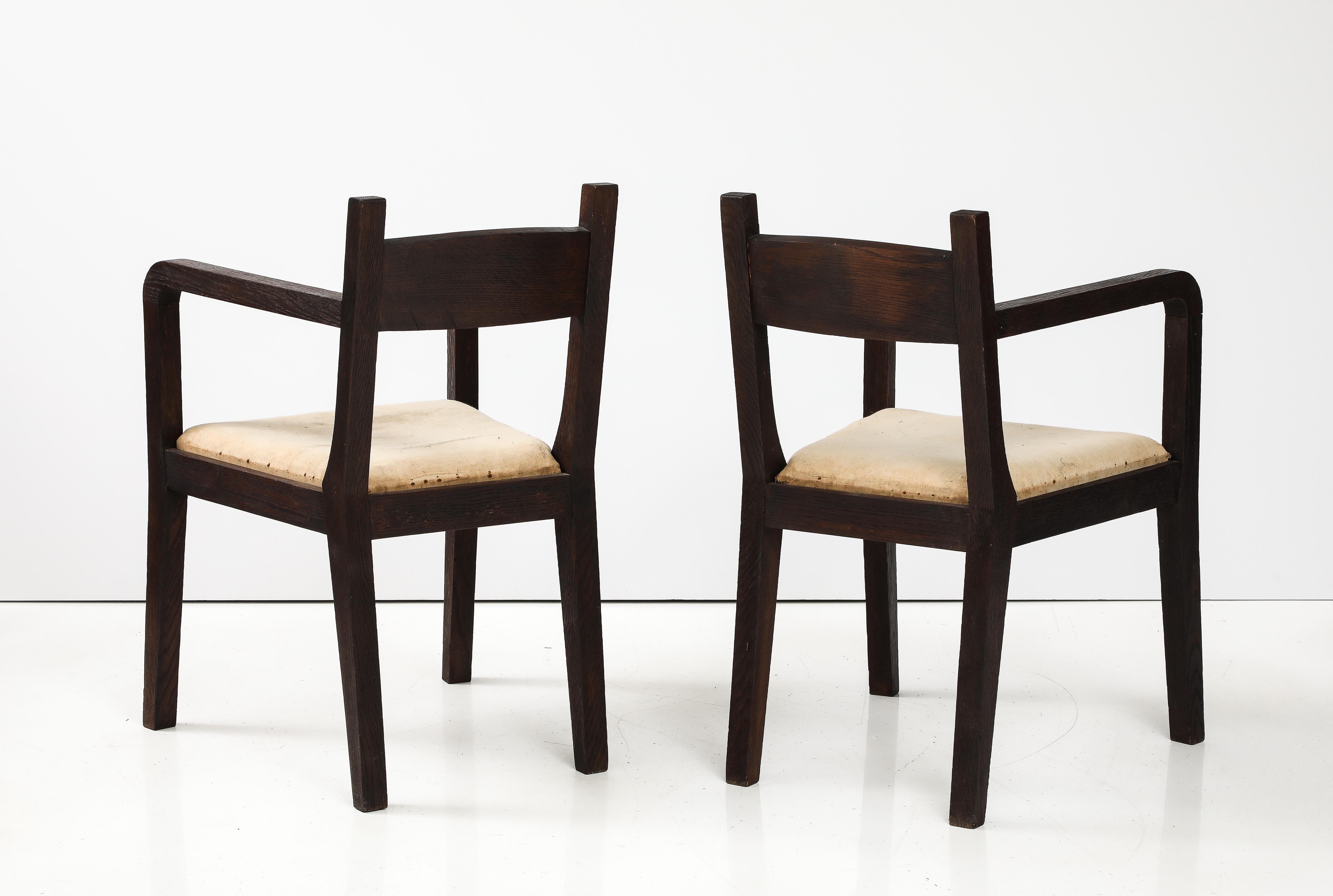 Pair of Modernist Eyre de Lanux Armchairs in Brushed Oak, France, c. 1925 For Sale 8