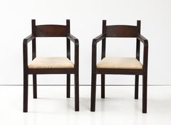 Pair of Modernist Eyre de Lanux Armchairs in Brushed Oak, France, c. 1925