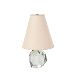 Pair of Modernist Faceted Hand-Blown Mineral Green Murano Glass Table Lamps