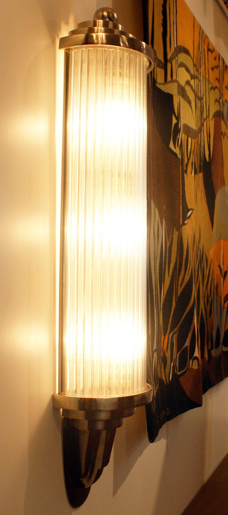 Pair of Modernist French Art Deco Wall Lights Attributed to Petitot For