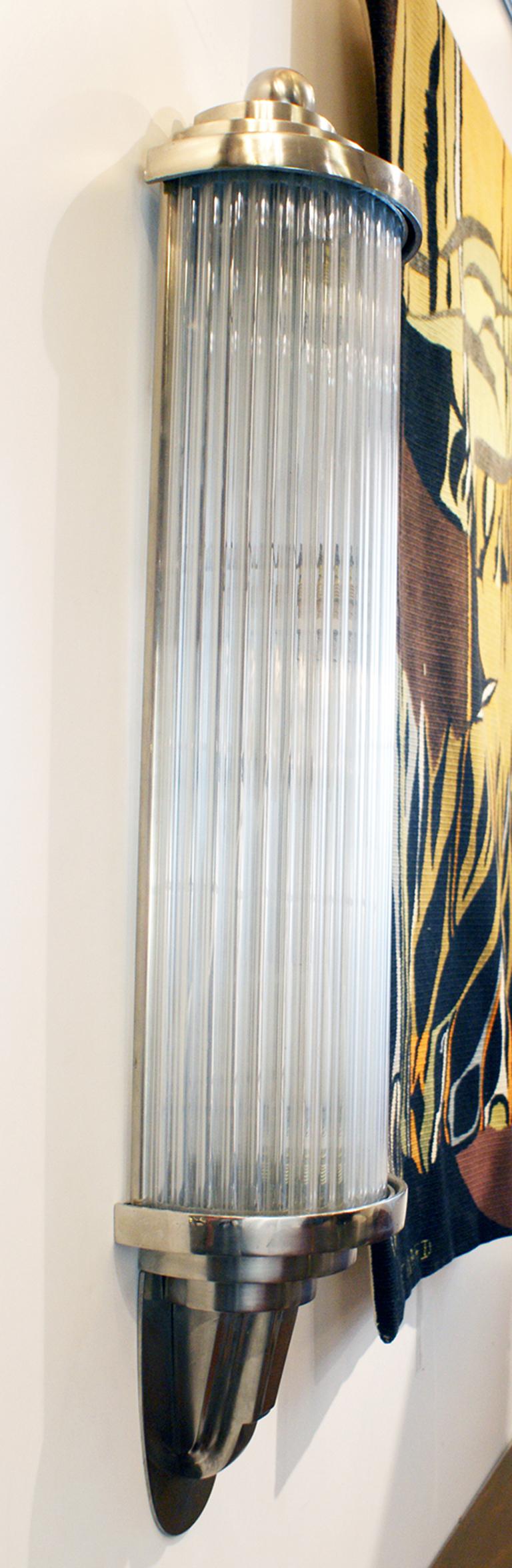 Pair of Modernist French Art Deco Wall Lights Attributed to Petitot For