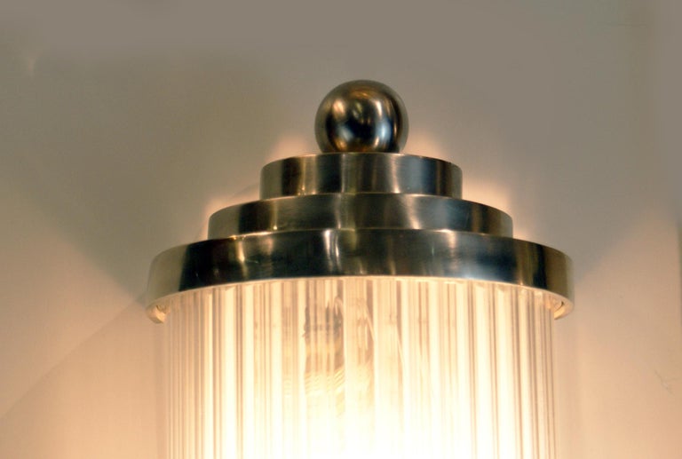 Pair of Modernist French Art Deco Wall Lights Attributed to Petitot For