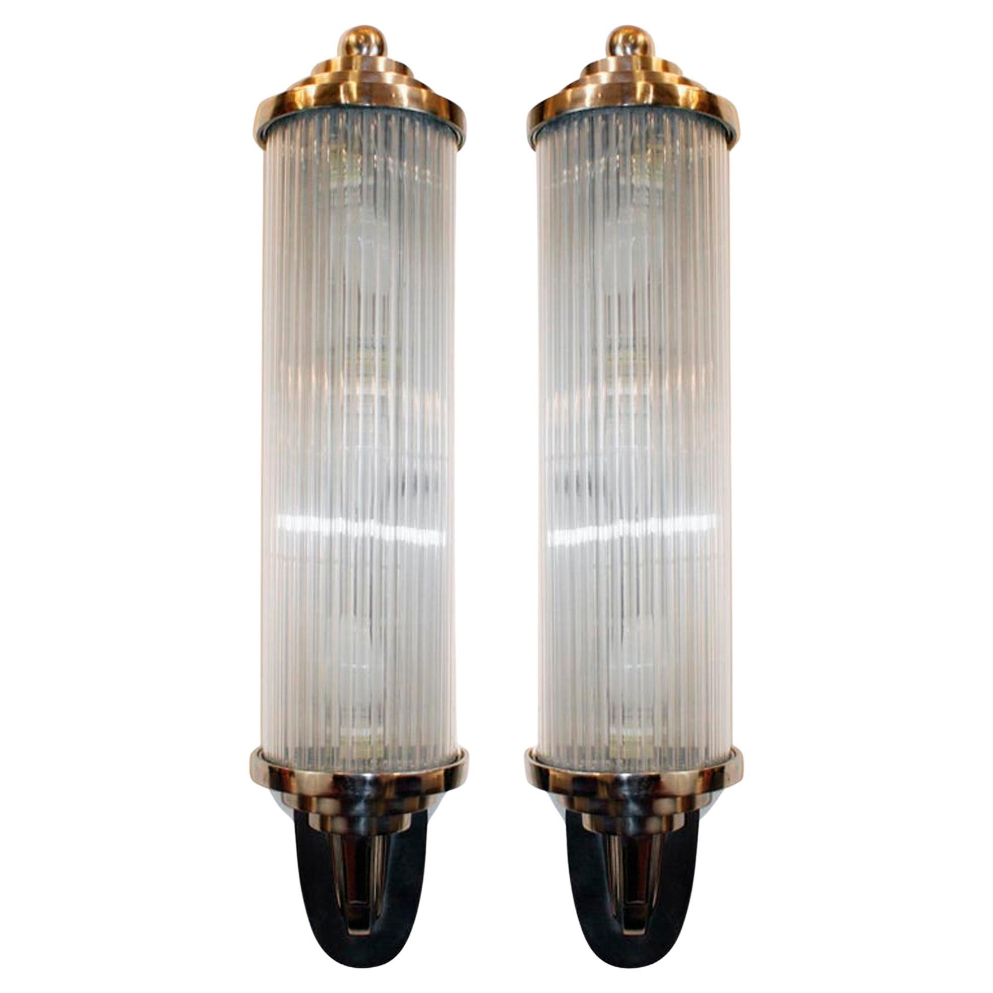 Pair of Modernist French Art Deco Wall Lights Attributed to Petitot