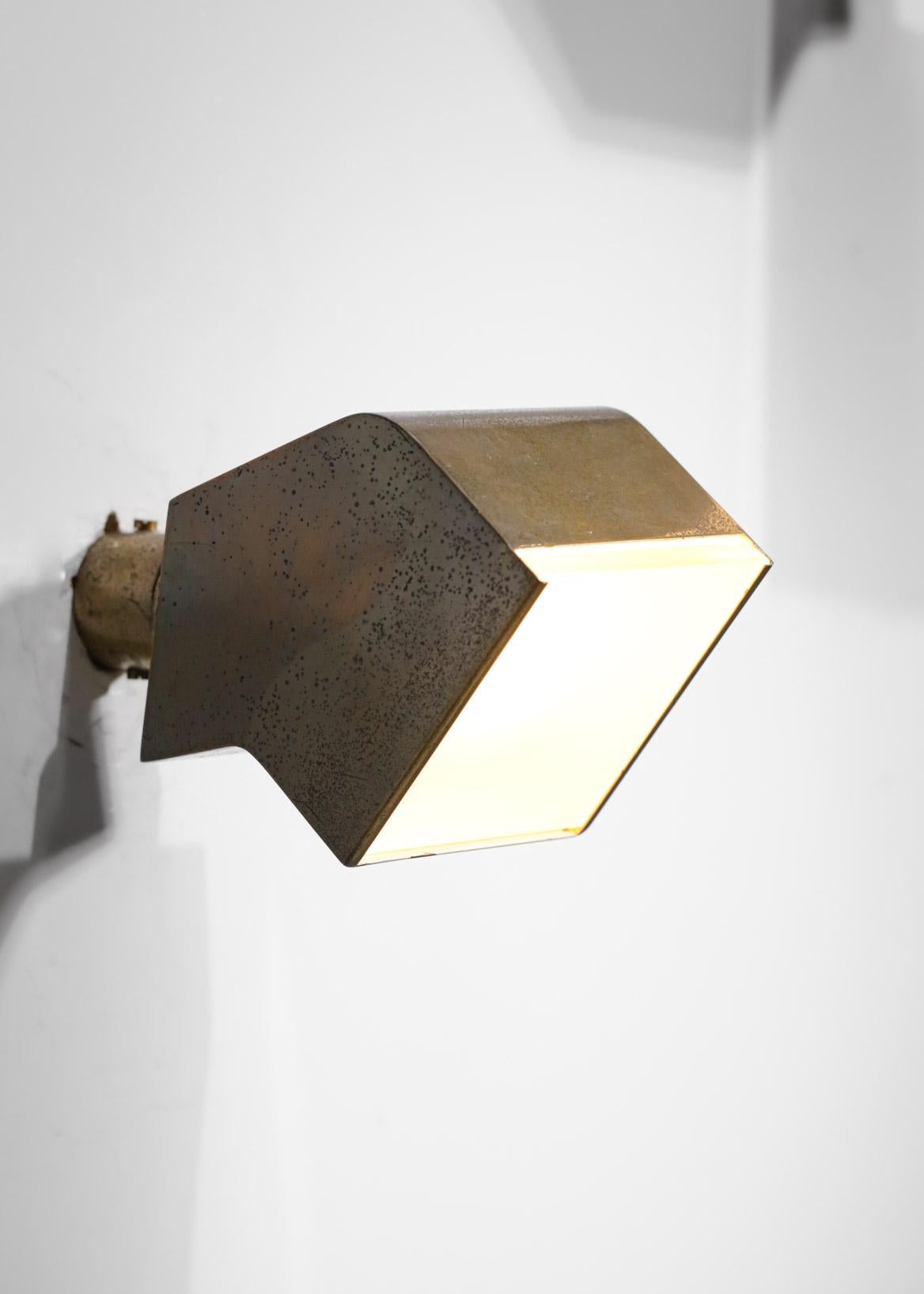 Pair of Modernist French Sconces Jacques Biny Style Solid Brass, E563 In Good Condition In Lyon, FR