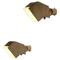Pair of Modernist French Sconces Jacques Biny Style Solid Brass, E563