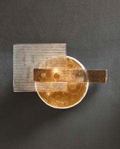 Pair of Modernist Fume and Golden Murano Glass Wall Sconces