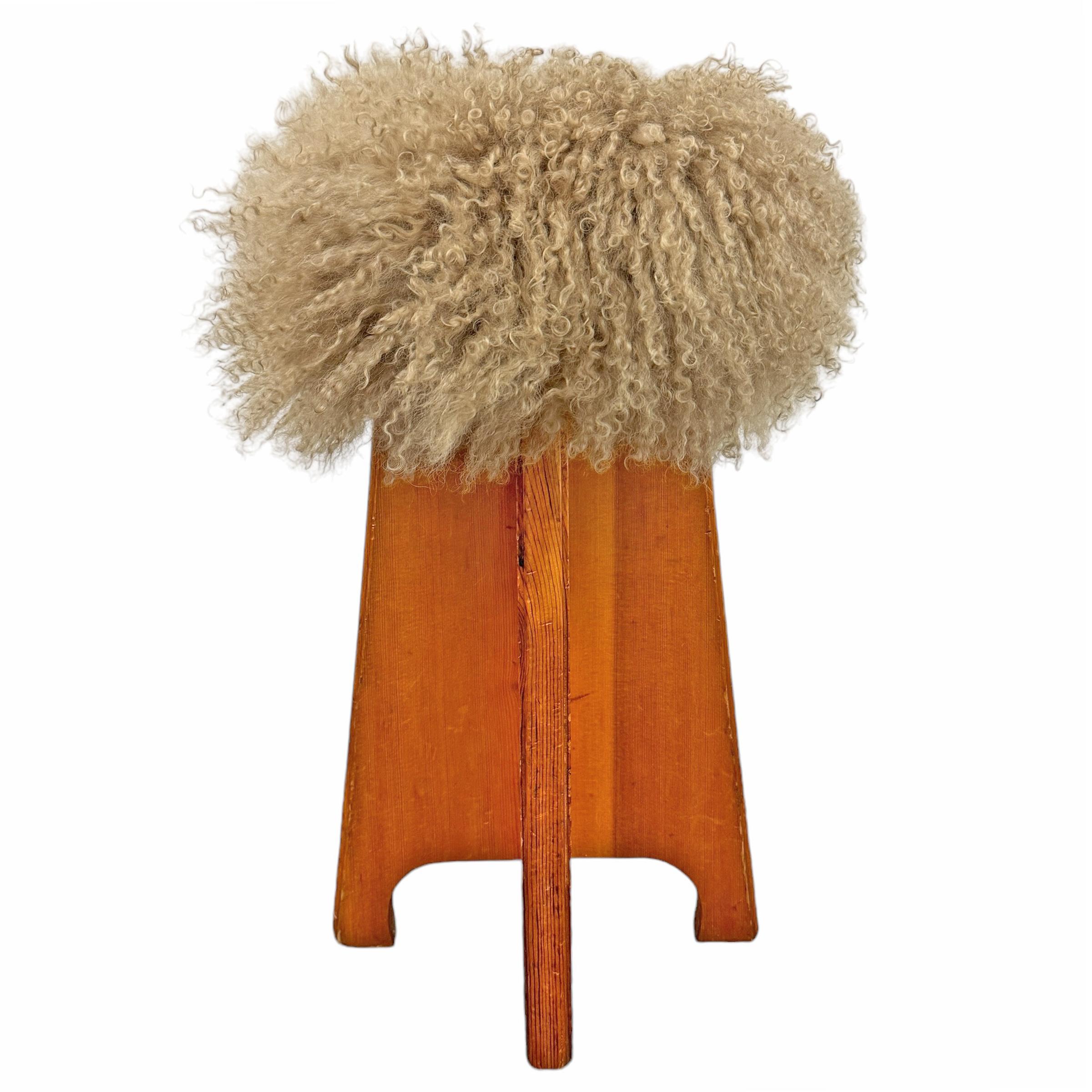 20th Century Pair of Modernist Fur Covered Stools
