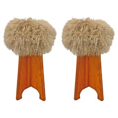 Pair of Modernist Fur Covered Stools