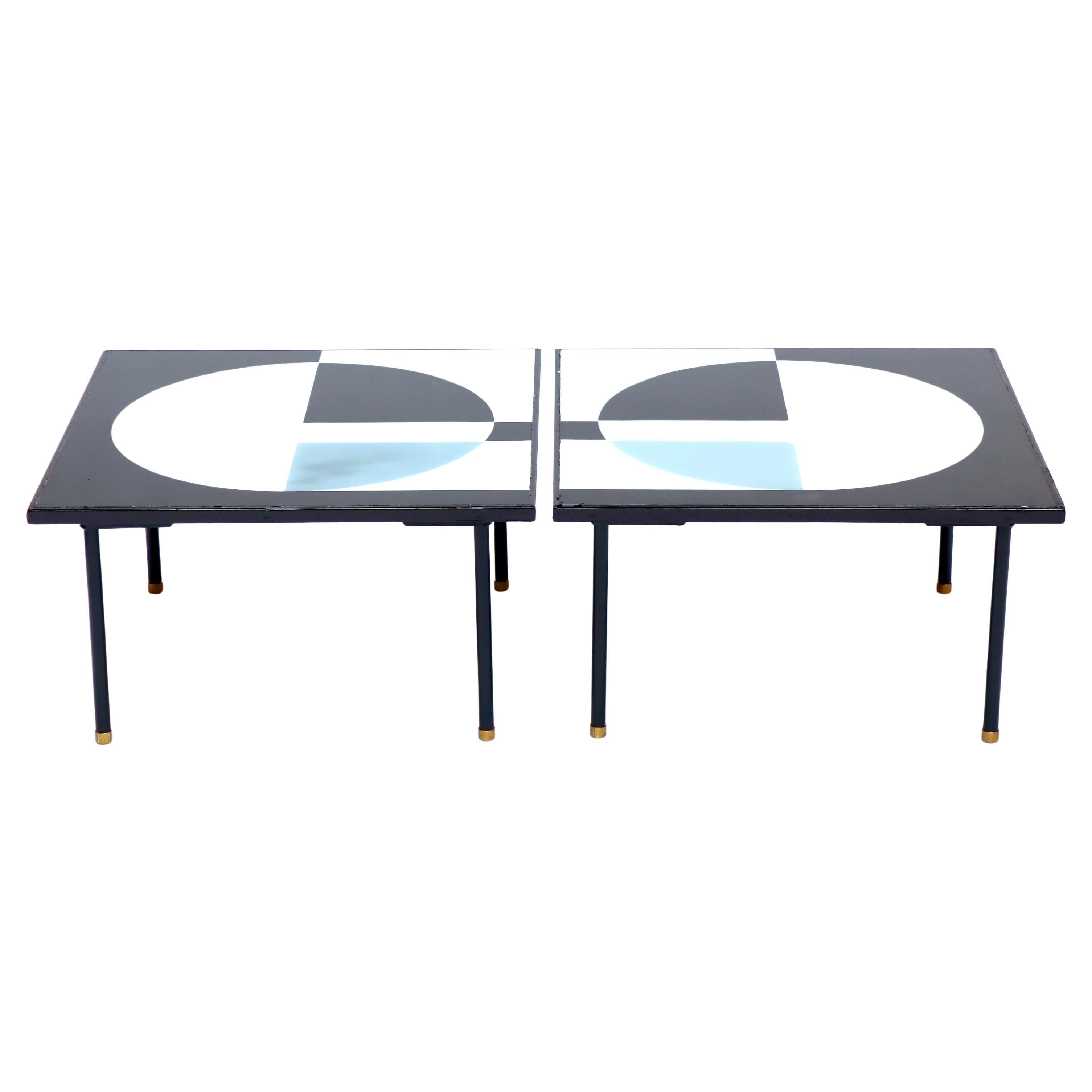 Modernistisches Paar Beistelltische aus Glas