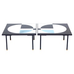 Modernistisches Paar Beistelltische aus Glas