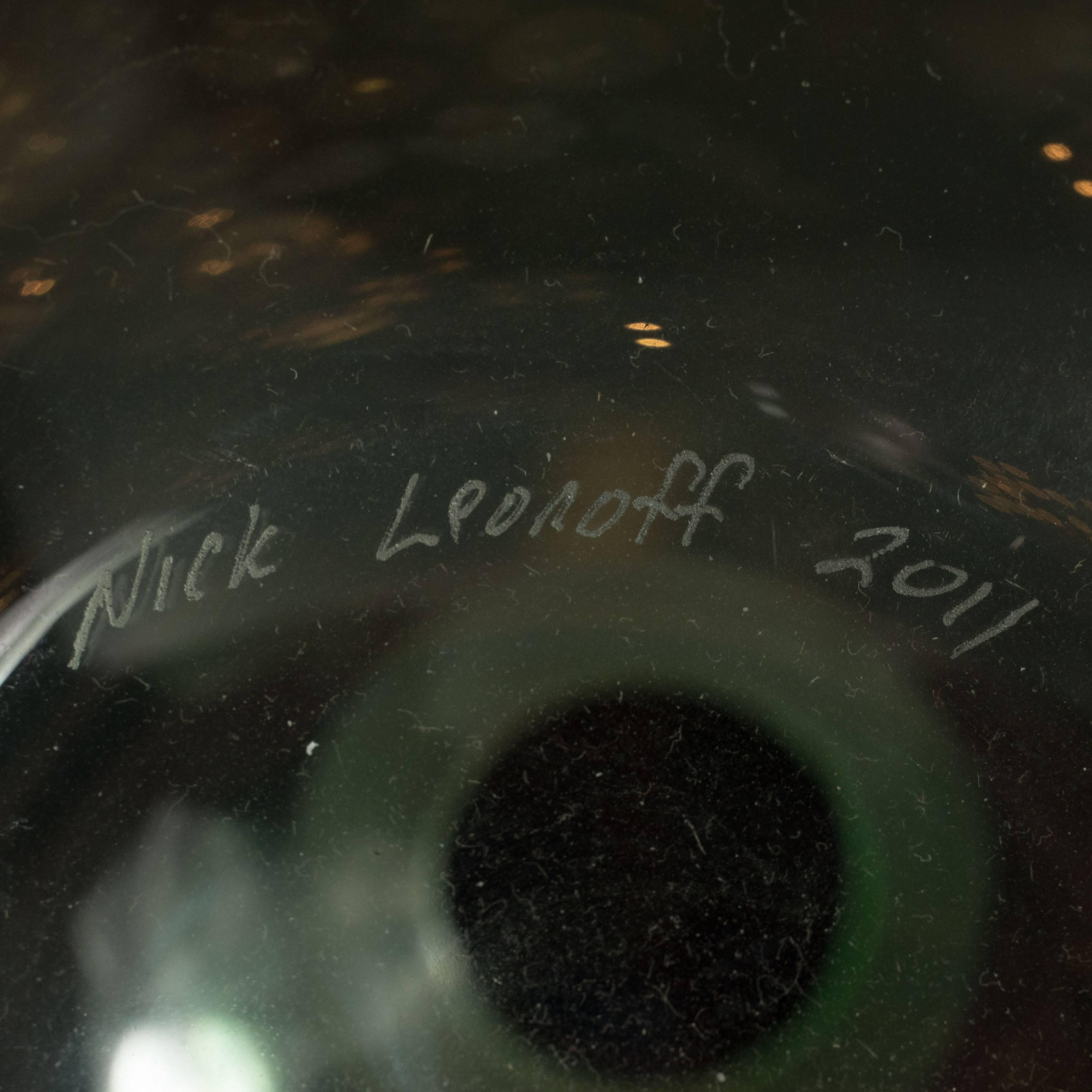 Américain Paire de vases globulaires modernistes en vert �émeraude translucide par Nick Leonoff