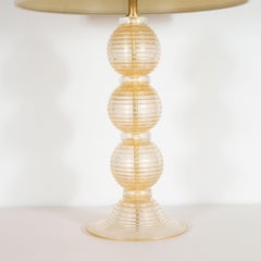 Pair of Modernist Hand Blown Murano Clear Glass Table Lamps