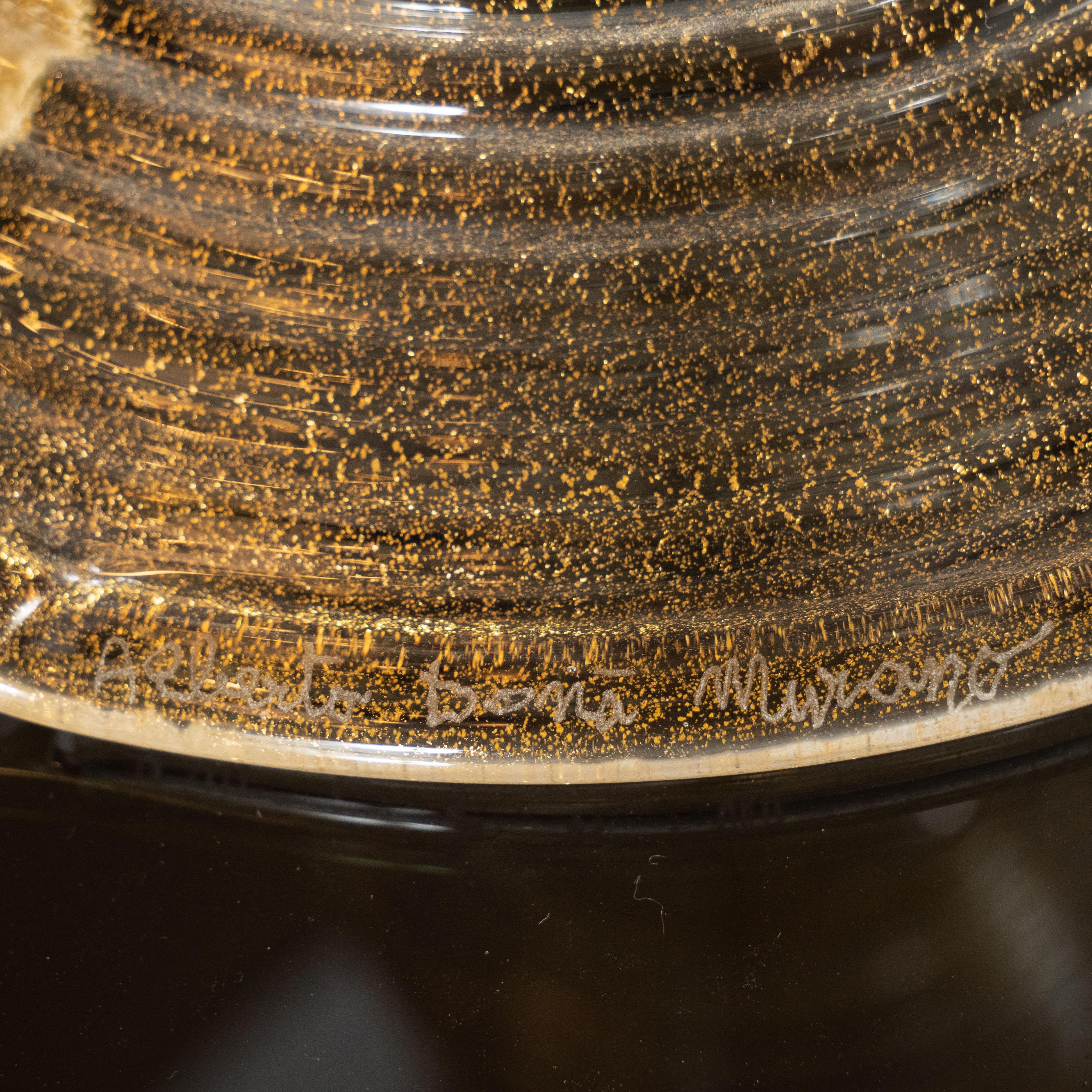 Modernistische mundgeblasene Muranoglas-Tischlampen aus klarem Glas, Paar (Gold) im Angebot
