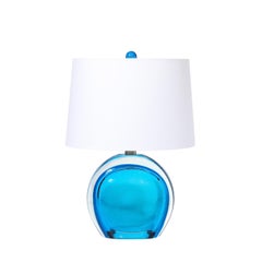 Pair of Modernist Hand-Blown Murano Cobalt Blue Glass Table Lamps