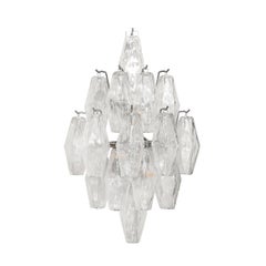 Pair of Modernist Hand-Blown Murano Glass Diamond Form Polyhedral Sconces