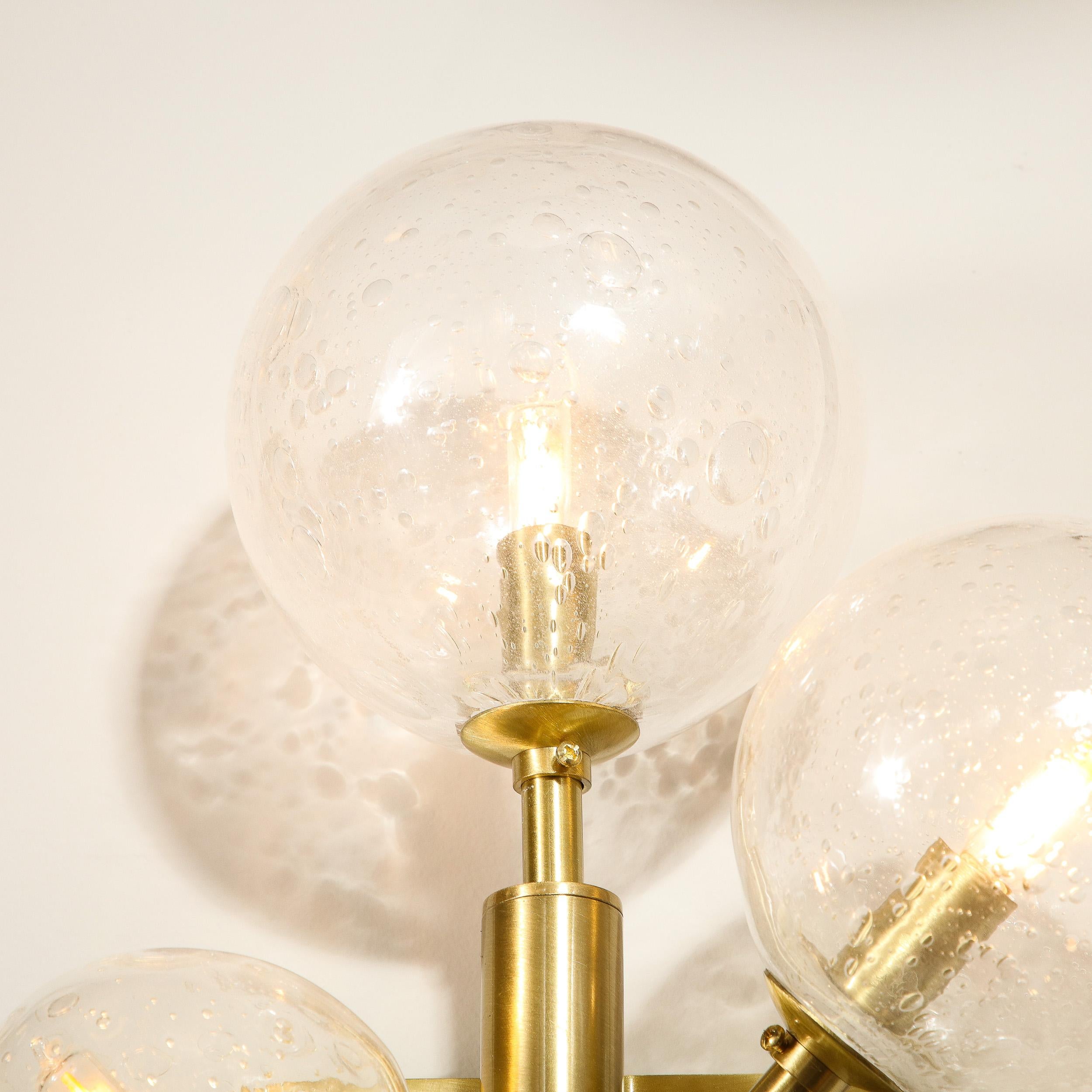 Brass Pair of Modernist Hand-Blown Murano Glass Molecular 'Snowflake' Sconces  For Sale