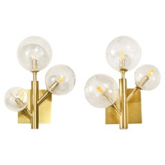 Pair of Modernist Hand-Blown Murano Glass Molecular 'Snowflake' Sconces 