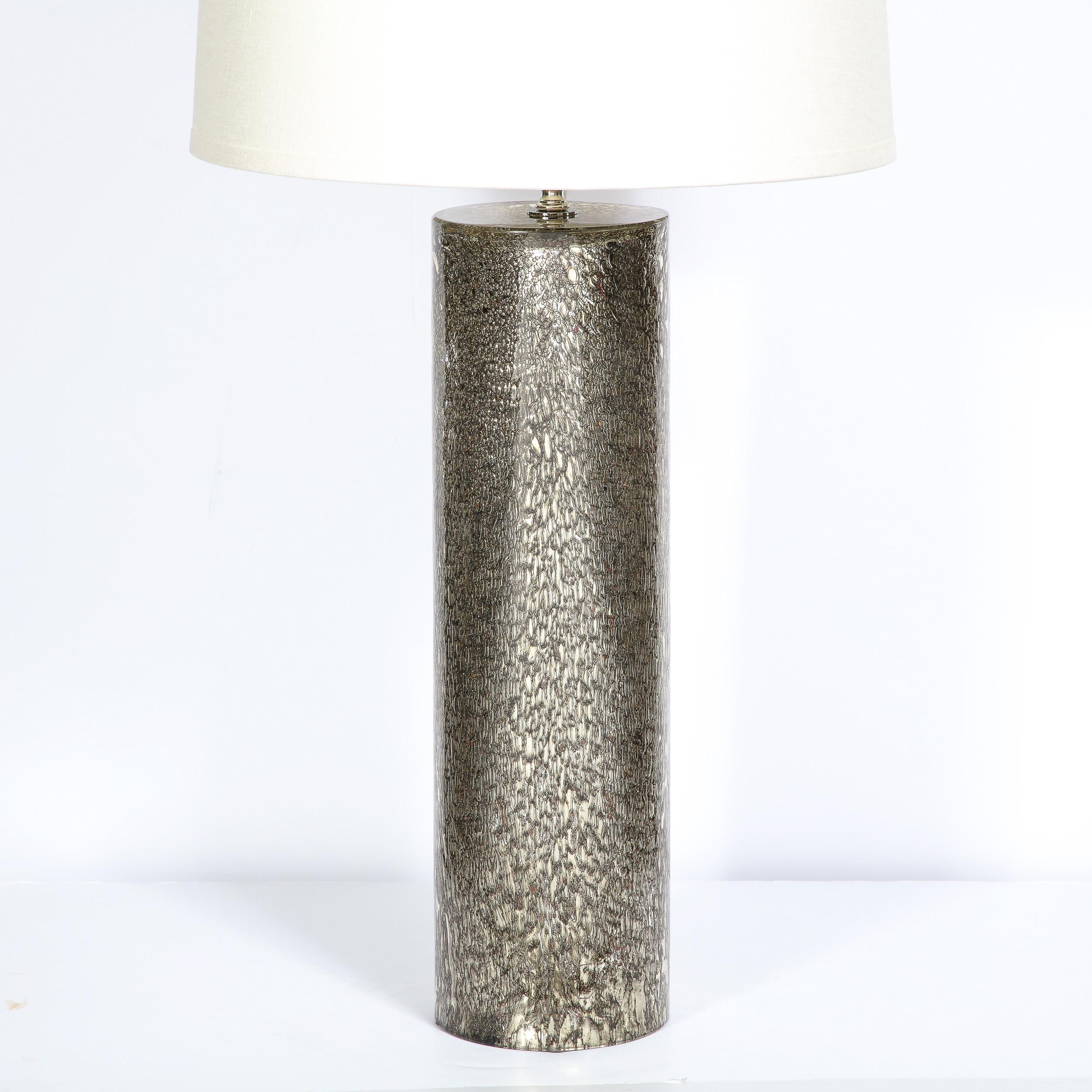 Italian Pair of Modernist Hand-Blown Murano Glass Table Lamps with Murine Texturing For Sale