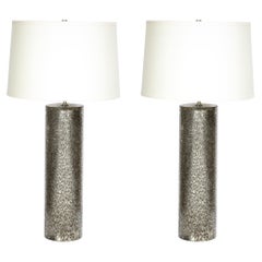 Pair of Modernist Hand-Blown Murano Glass Table Lamps with Murine Texturing