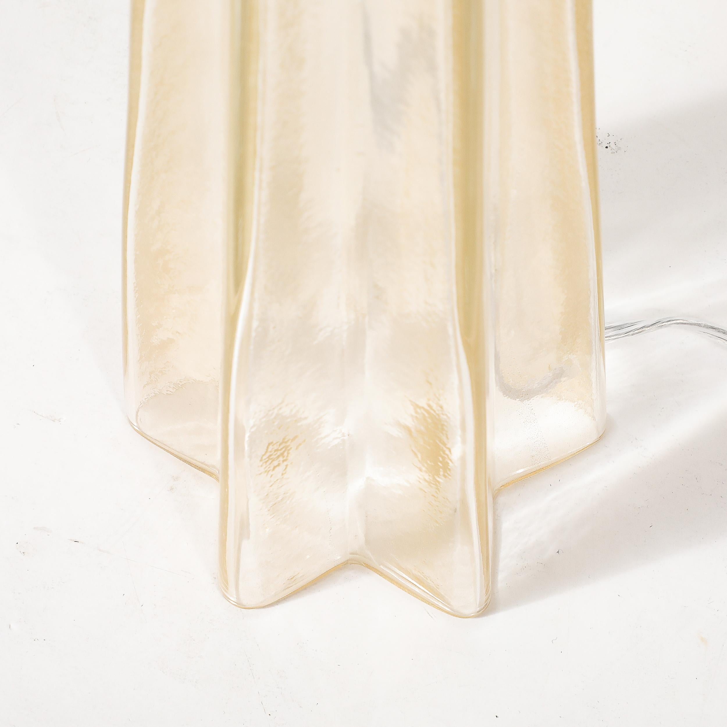 Paar modernistische mundgeblasene Murano Glas X Form Tischlampen W / 24 Karat Gold im Angebot 5