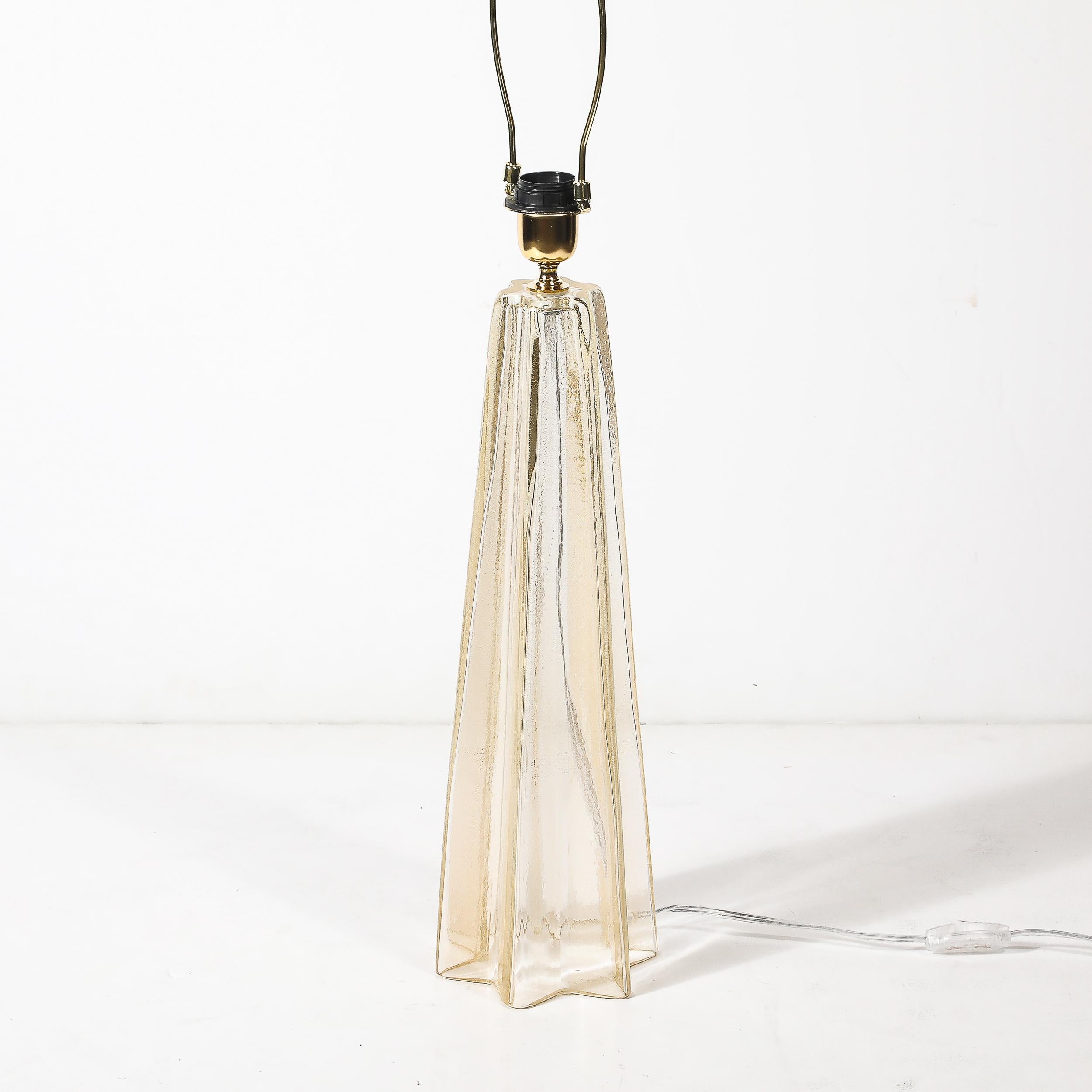 Paar modernistische mundgeblasene Murano Glas X Form Tischlampen W / 24 Karat Gold im Angebot 6