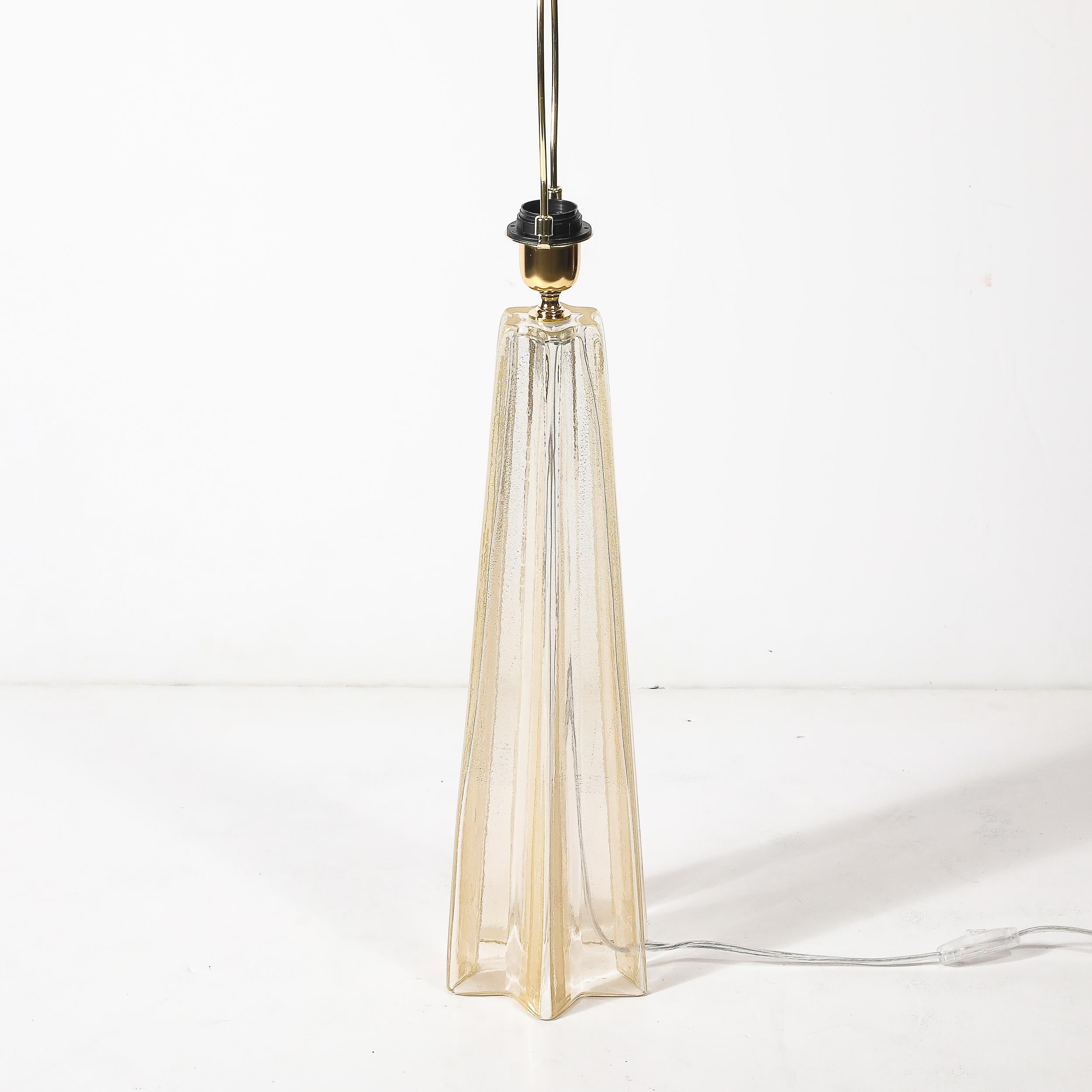Paar modernistische mundgeblasene Murano Glas X Form Tischlampen W / 24 Karat Gold im Angebot 7